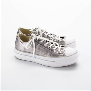 Converse Silver Metallic White Platform Sneaker